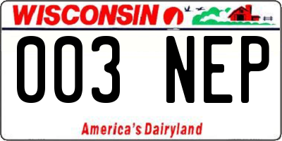 WI license plate 003NEP