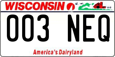 WI license plate 003NEQ