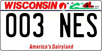 WI license plate 003NES