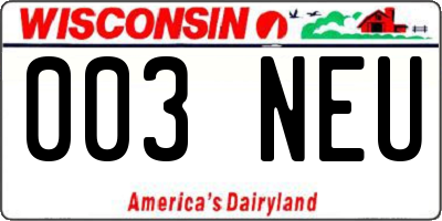 WI license plate 003NEU