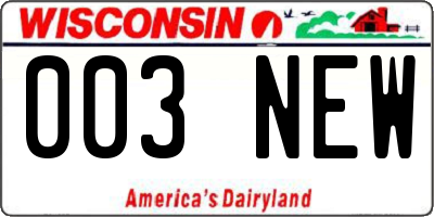 WI license plate 003NEW