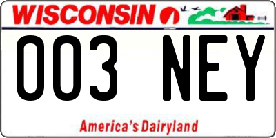 WI license plate 003NEY