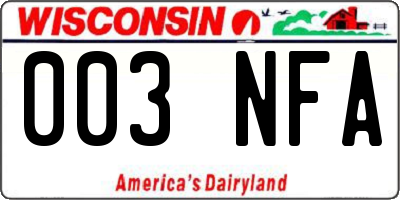 WI license plate 003NFA