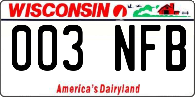 WI license plate 003NFB