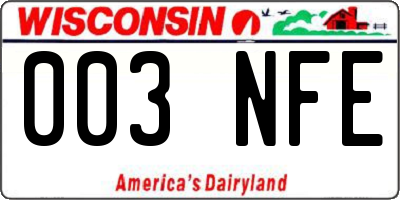 WI license plate 003NFE
