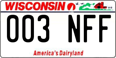 WI license plate 003NFF