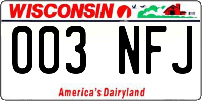 WI license plate 003NFJ