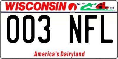 WI license plate 003NFL