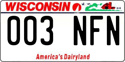 WI license plate 003NFN