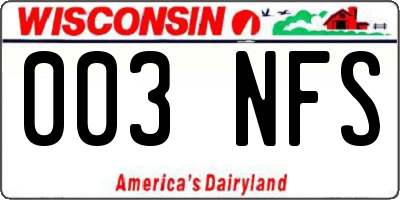 WI license plate 003NFS