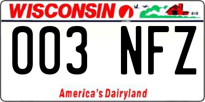 WI license plate 003NFZ