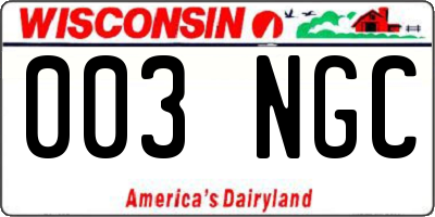 WI license plate 003NGC