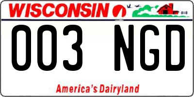 WI license plate 003NGD