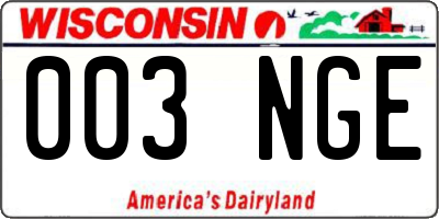 WI license plate 003NGE