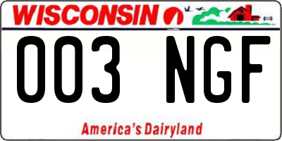 WI license plate 003NGF