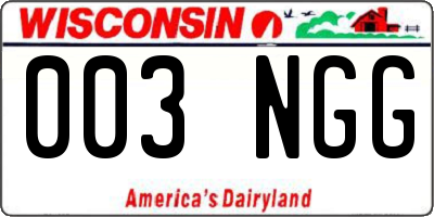WI license plate 003NGG