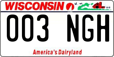 WI license plate 003NGH