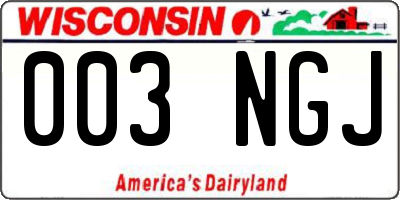 WI license plate 003NGJ