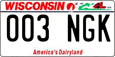 WI license plate 003NGK