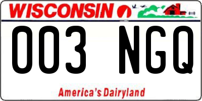 WI license plate 003NGQ