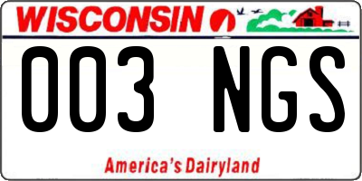 WI license plate 003NGS