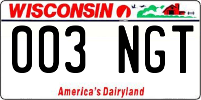 WI license plate 003NGT