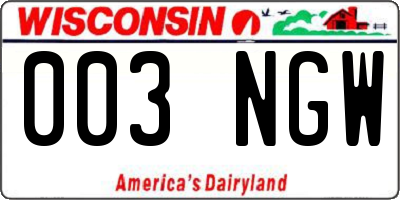 WI license plate 003NGW