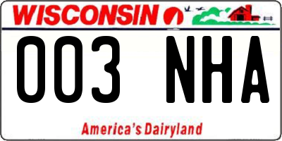 WI license plate 003NHA