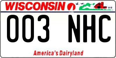 WI license plate 003NHC