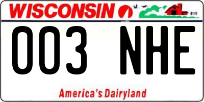 WI license plate 003NHE