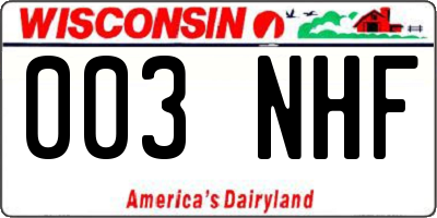 WI license plate 003NHF