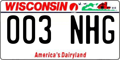 WI license plate 003NHG