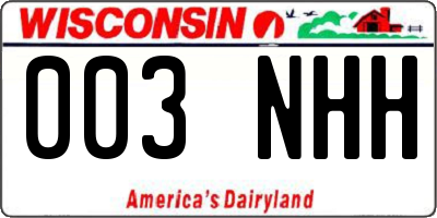 WI license plate 003NHH