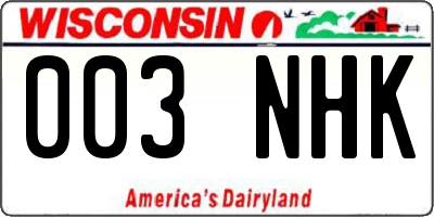 WI license plate 003NHK