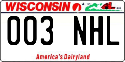 WI license plate 003NHL