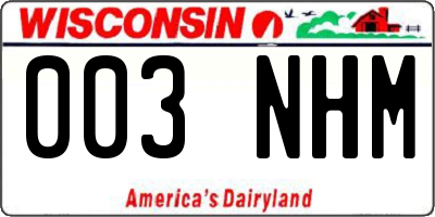 WI license plate 003NHM