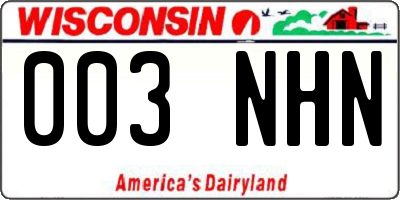 WI license plate 003NHN