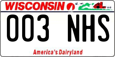WI license plate 003NHS