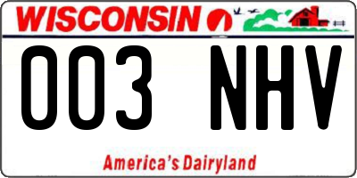 WI license plate 003NHV
