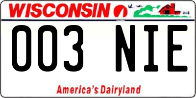 WI license plate 003NIE