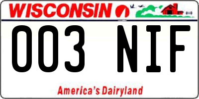 WI license plate 003NIF