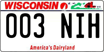 WI license plate 003NIH