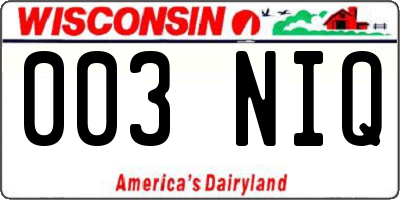 WI license plate 003NIQ