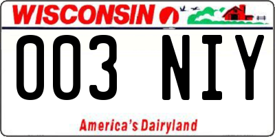 WI license plate 003NIY