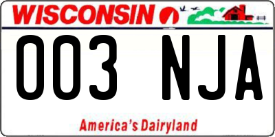 WI license plate 003NJA