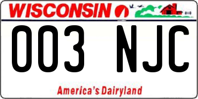 WI license plate 003NJC