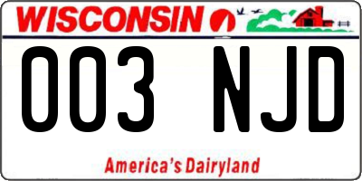 WI license plate 003NJD