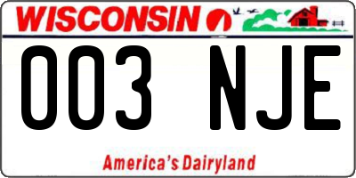 WI license plate 003NJE