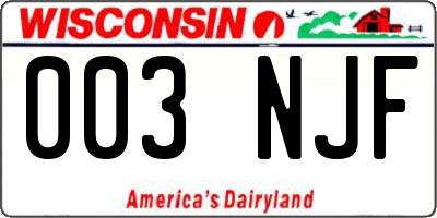 WI license plate 003NJF