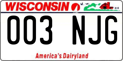WI license plate 003NJG